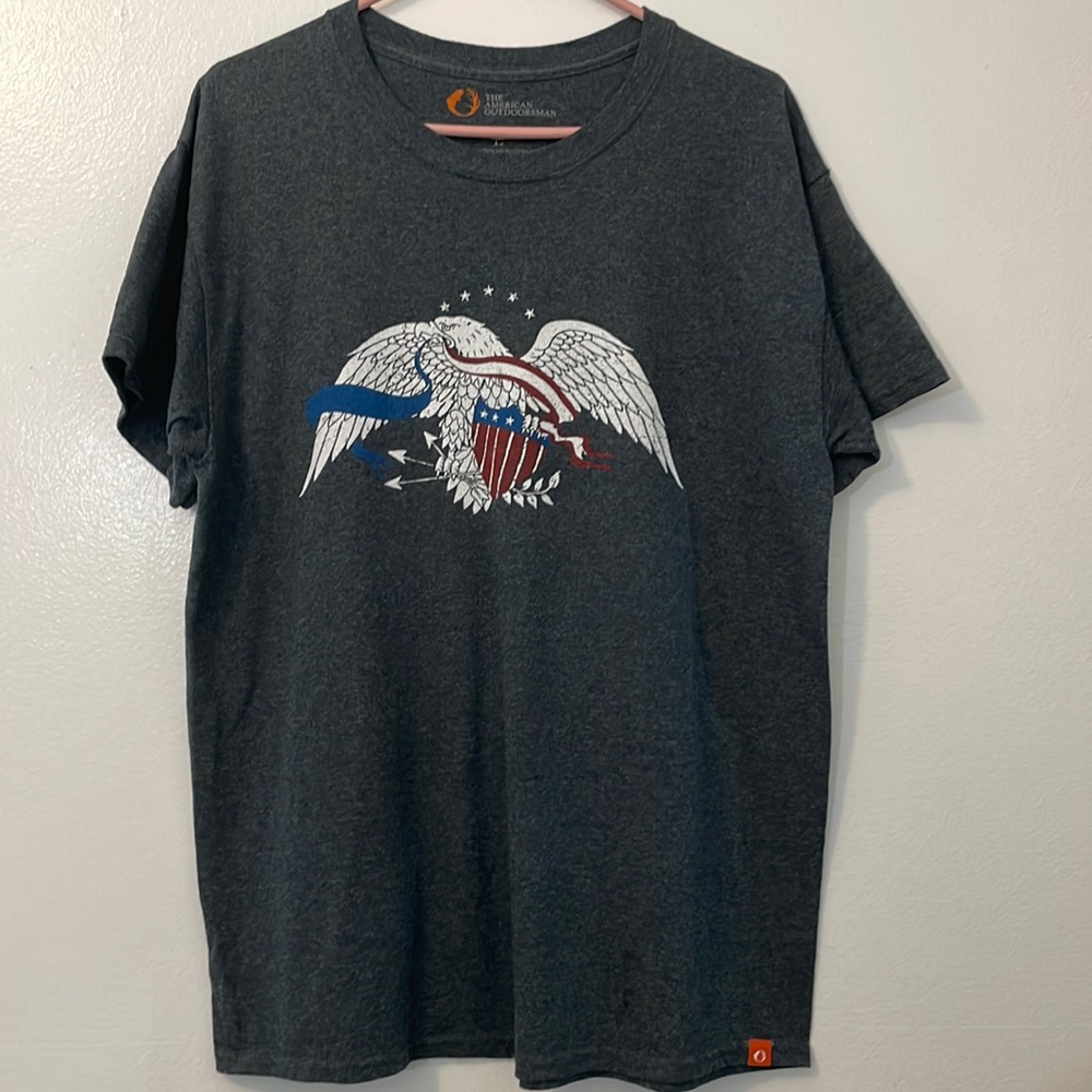 The American Outdoorsman large gray charcoal color t shirt eagle graphic